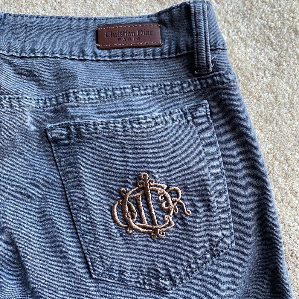 christian dior straight leg jeans vintage retro y2k grey embroidered logo XL